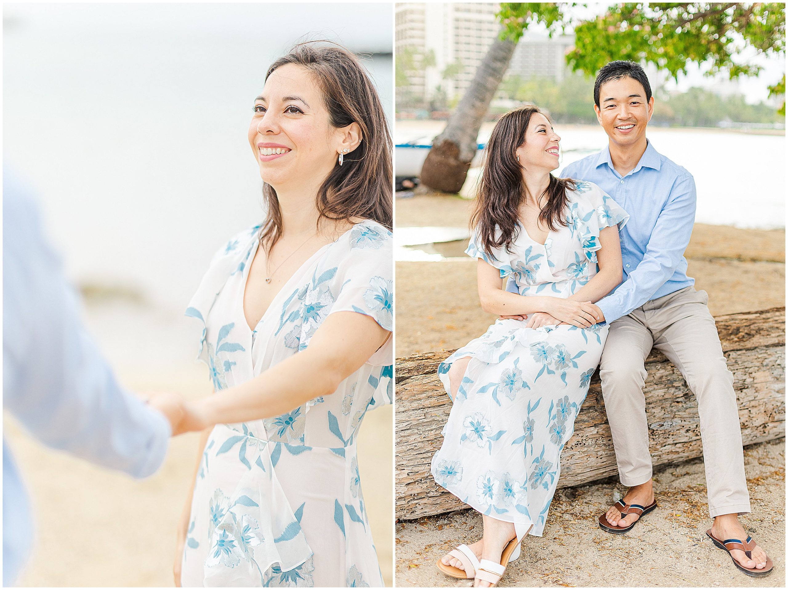 engagement photos on the beach in waikiki