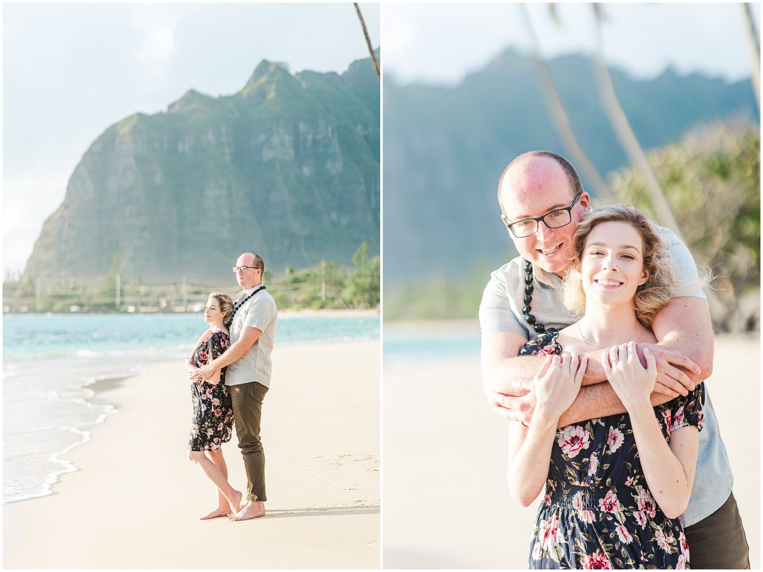 Engagement photos at Ka'a'a'wa Beach on Oahu