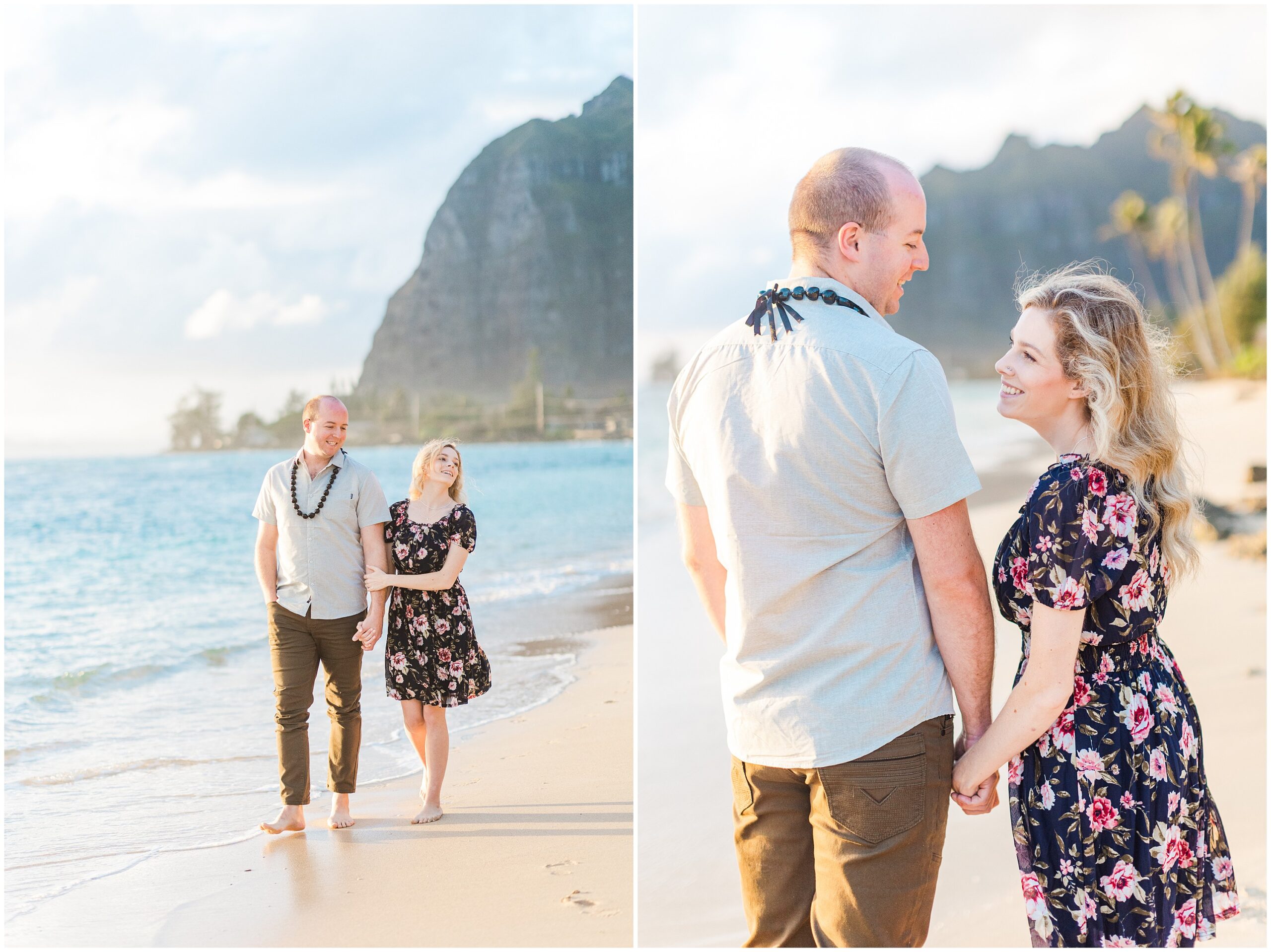 Engagement photos at Ka'a'a'wa Beach on Oahu
